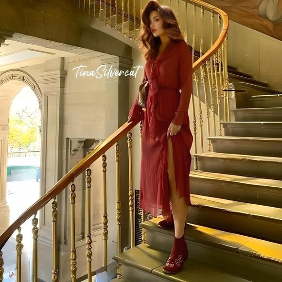 BLOGGER'S FAVE! Zara Ruffled Midi Dress NWT - Picture 4 of 16